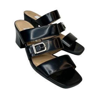CALICO Black Leather Strappy Buckle Mule Sandals Size 7.5